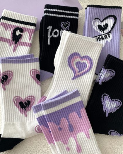 Love Cotton Socks Korean Embroidery Socks