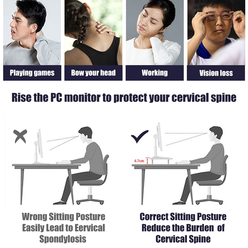 Multi-function-PC-Computer-Monitor-Stand-Riser-Laptop-Holder-PVC-Desk-Organizer-Shelf-Easy-Assemble-for-1