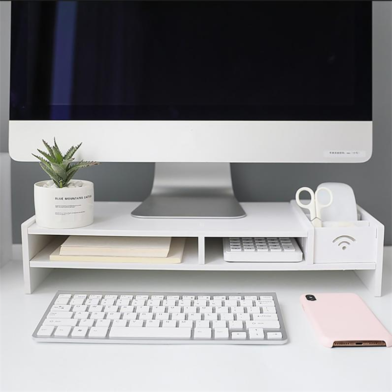 Multi-function-PC-Computer-Monitor-Stand-Riser-Laptop-Holder-PVC-Desk-Organizer-Shelf-Easy-Assemble-for-1