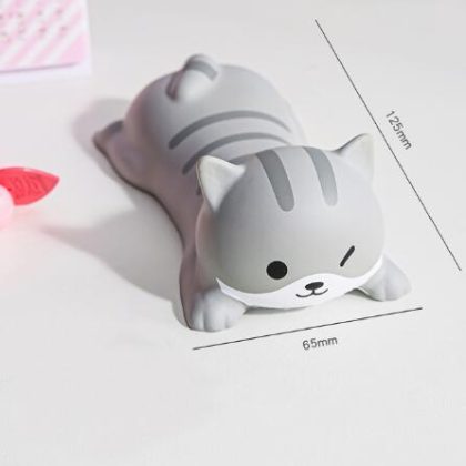 Kawaii Gray Cat Wrist Rest for Mouse Pad – Ergonomic Rubber Support